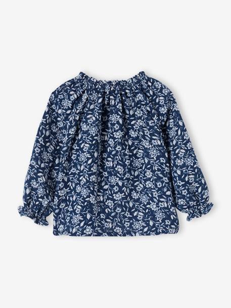 Blouse à fleurs en gaze de coton bébé fille bleu jean 2 - vertbaudet enfant 