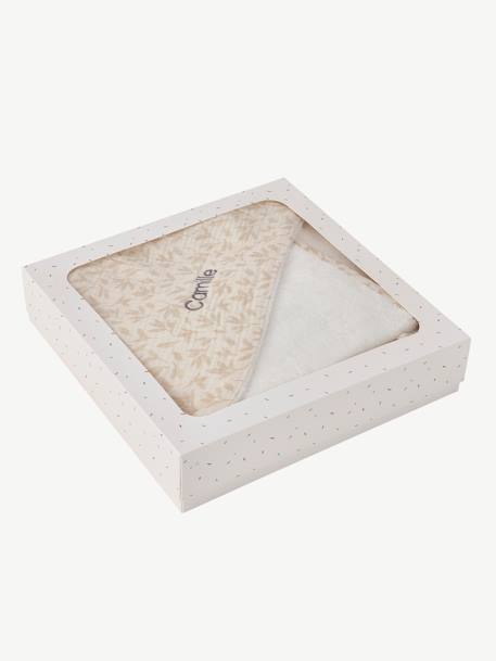 Coffret cape de bain personnalisable + gant de toilette HYGGE beige imprimé 10 - vertbaudet enfant 