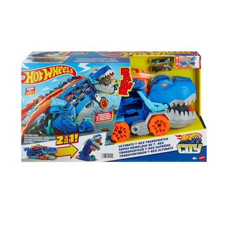 Méga Transporteur T-rex Suprême - Hot Wheels Dinosaure Mattel HPG76 BLEU 3 - vertbaudet enfant 