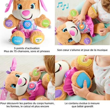 Fisher-Price - Nouveau SIS interactif - Peluche interactive - 6 mois et + FPP52 ROSE 3 - vertbaudet enfant 