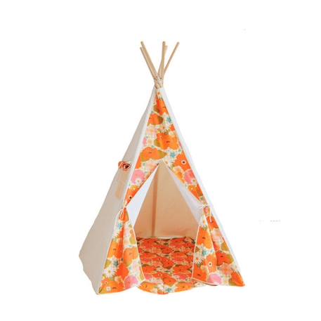 Ensemble tipi et tapis enfant Moi Mili 'Pique-nique avec les fleurs' - pique-nique avec les fleurs - TU ORANGE 1 - vertbaudet enfant 