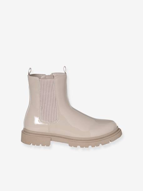 Boots vernies zippées et élastiquées fille écru+marine 2 - vertbaudet enfant 