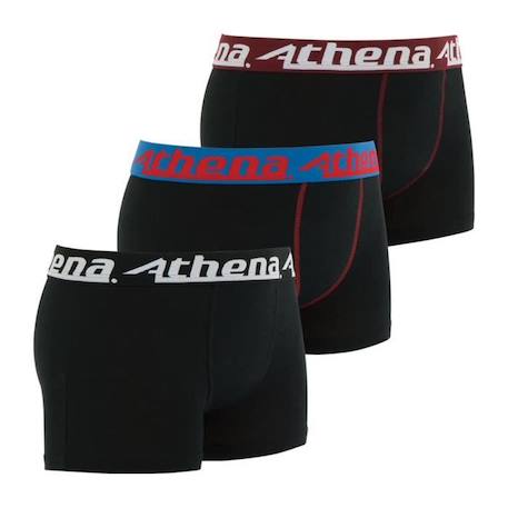 Lot de 3 boxers garçon Trio Choc - ATHENA - Coton - Noir - Confort et maintien supérieurs BLEU+BLEU+NOIR 8 - vertbaudet enfant 