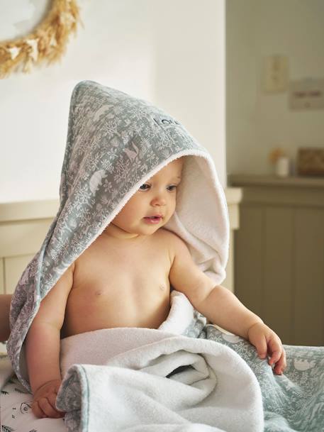 Coffret Cape de bain personnalisable + Gant de toilette DANS LES BOIS vert sauge 1 - vertbaudet enfant 