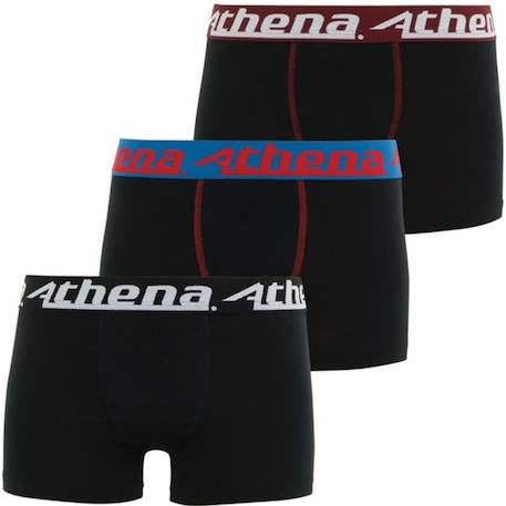 Garçon-Sous-vêtement-Boxers garçon ATHENA - Trio Choc Rouge - Lot de 3 - Coton stretch doublé devant