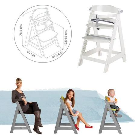 ROBA Chaise Haute Évolutive 'Sit Up Click et Fun' + Plateau Repas Amovible - Bois Laqué Blanc BLANC 3 - vertbaudet enfant 