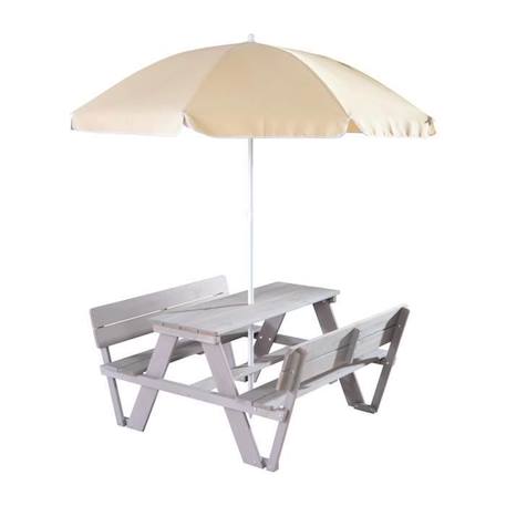 ROBA Table Pique-Nique Enfants avec Parasol 'Outdoor +' en Bois Massif - Table d'Extérieur 4 Places avec Dossiers - Gris GRIS 1 - vertbaudet enfant 