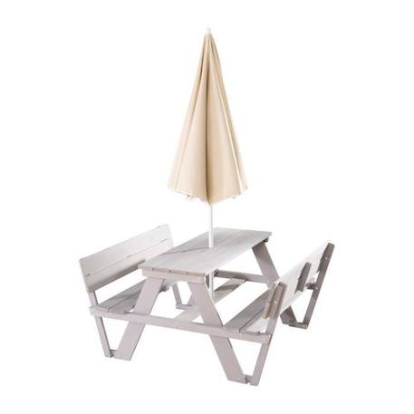 ROBA Table Pique-Nique Enfants avec Parasol 'Outdoor +' en Bois Massif - Table d'Extérieur 4 Places avec Dossiers - Gris GRIS 4 - vertbaudet enfant 