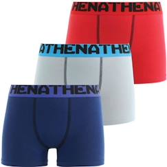 -Boxers garçon ATHENA - Trio Choc Rouge - Lot de 3 - Coton stretch doublé devant