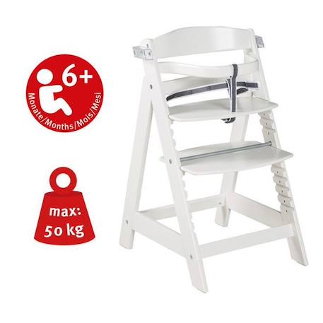 ROBA Chaise Haute Évolutive 'Sit Up Click et Fun' + Plateau Repas Amovible - Bois Laqué Blanc BLANC 4 - vertbaudet enfant 