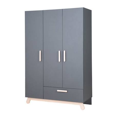 ROBA Armoire Bébé 3 Portes Battantes Jara - avec Tiroir et Penderie - Garde-robe pour Fille et Garçon - Anthracite GRIS 1 - vertbaudet enfant 