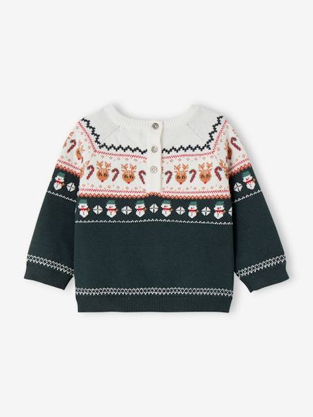 Pull jacquard de Noël bébé vert sapin 1 - vertbaudet enfant 