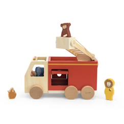 Camion pompiers en bois FSC - Rouge - Trixie  - vertbaudet enfant