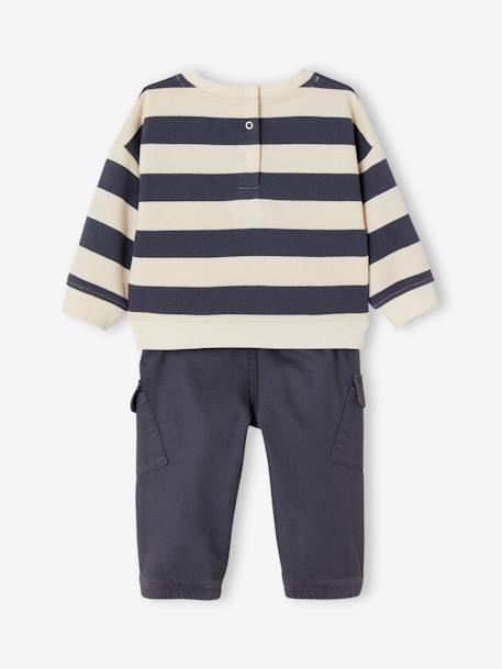 Ensemble sweat rayé + pantalon battle bébé garçon bleu ardoise 6 - vertbaudet enfant 