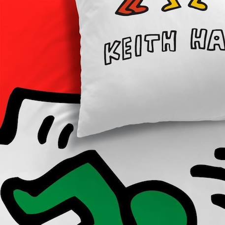 Parure de lit imprimée 100% coton - KEITH HARING PARTY - Réversible - 140x200cm - Taie d'oreiller 63x63cm BLANC 2 - vertbaudet enfant 