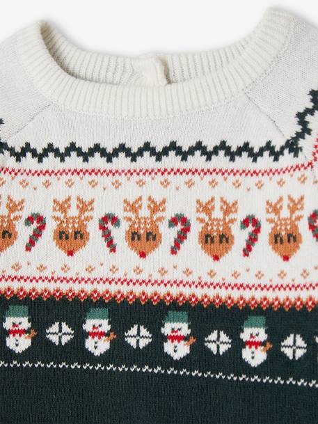 Pull jacquard de Noël bébé vert sapin 2 - vertbaudet enfant 