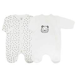 Pyjamas Bébé - TROIS KILOS SEPT - Lot de 2 - Velours doux - Ouverture à pressions - Camel  - vertbaudet enfant