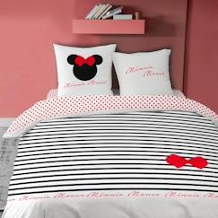 Linge de maison et décoration-Parure de lit imprimée - DISNEY MINNIE STRIPES - 240x220 cm - 100% coton - Réversible