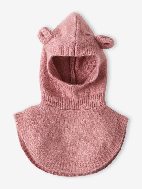 Cagoule avec plastron bébé fille en maille beige chiné+rose pâle 6 - vertbaudet enfant 