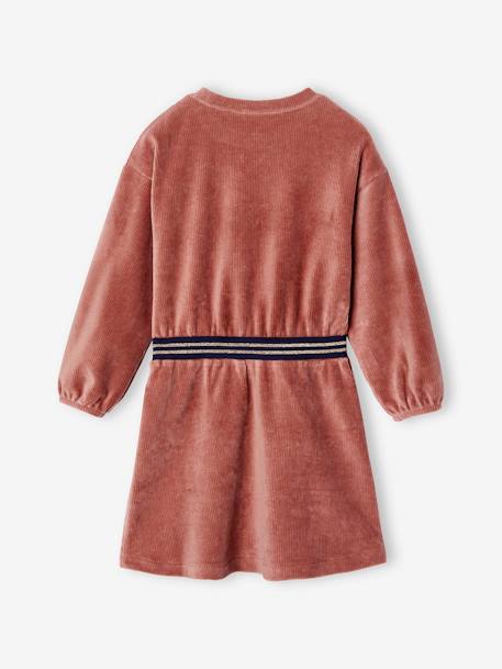 Robe en velours ceinture rayée irisée fille bleu canard+bois de rose 7 - vertbaudet enfant 