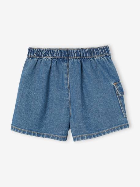 Jupe-short en denim fille poche cargo bleu moyen 3 - vertbaudet enfant 