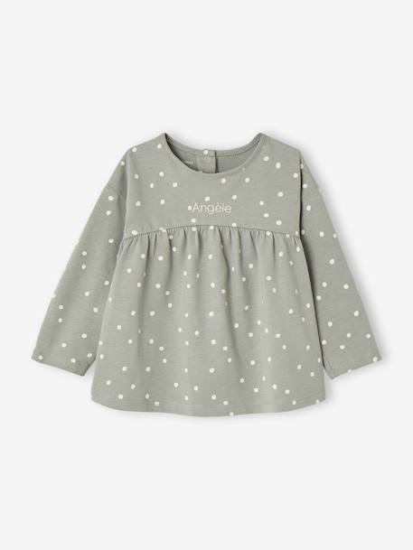 T-shirt imprimé manches longues bébé bio personnalisable noisette+vanille+vert sauge 15 - vertbaudet enfant 