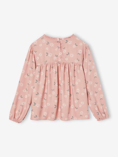 Blouse  à fleurs fille écru+indigo+rose poudré+vert sauge 10 - vertbaudet enfant 