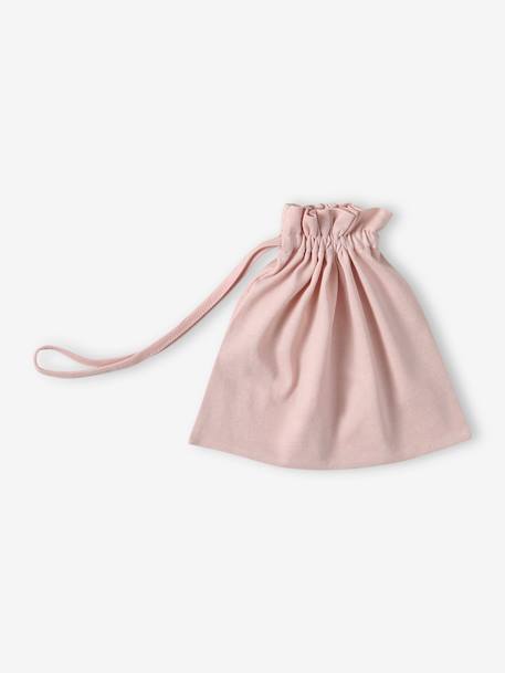 Ensemble bonnet, moufles et chaussons bébé naissance et son pochon personnalisable bleu grisé+bleu jean+écru+rose poudré 22 - vertbaudet enfant 