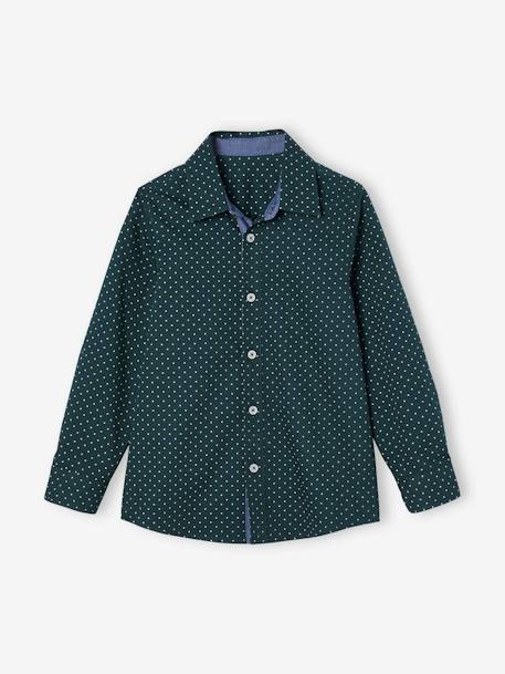 Chemise garçon imprimée pois Aubergine imprimé+Marine imprimé+vert sapin 8 - vertbaudet enfant 