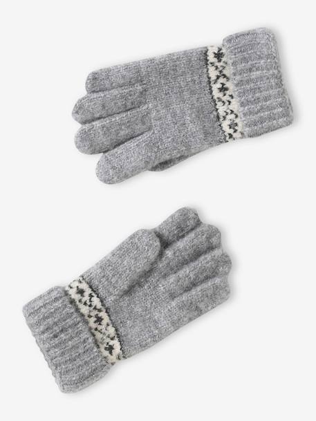 Ensemble bonnet + snood + gants ou moufles jacquard gris chiné 4 - vertbaudet enfant 