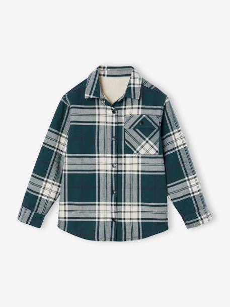 Chemise à carreaux garçon doublée sherpa carreaux vert 2 - vertbaudet enfant 