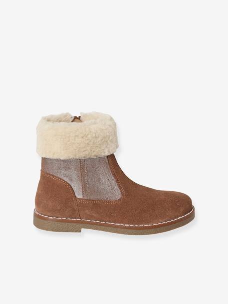 Boots fourrées et zippées fille camel 2 - vertbaudet enfant 