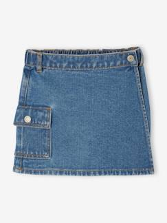 -Jupe-short en denim fille poche cargo