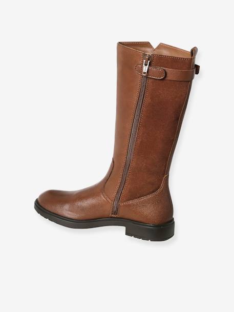 Boots cavalière zippées cuir fille marron 3 - vertbaudet enfant 