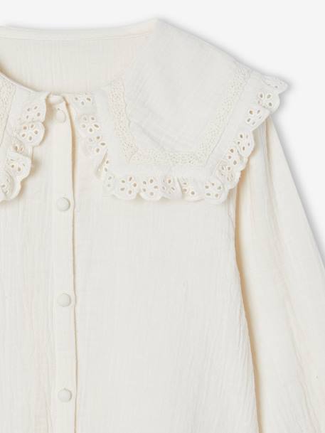 Chemise gaze de coton détails broderie anglaise fille écru 5 - vertbaudet enfant 