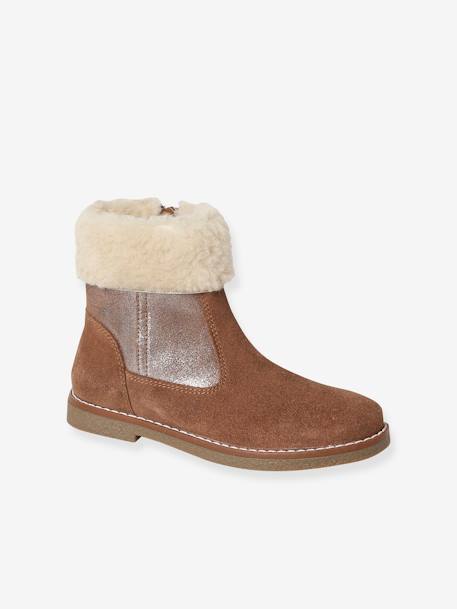 Boots fourrées et zippées fille camel 1 - vertbaudet enfant 