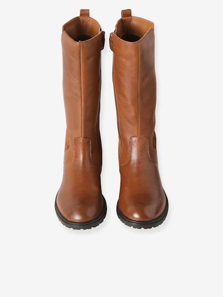 Boots cavalière zippées cuir fille marron 4 - vertbaudet enfant 