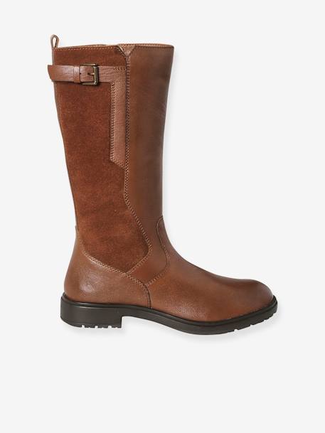 Boots cavalière zippées cuir fille marron 2 - vertbaudet enfant 