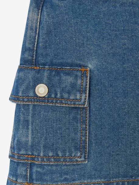 Jupe-short en denim fille poche cargo bleu moyen 4 - vertbaudet enfant 