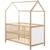 ROBA Lit Cabane Bébé Évolutif 70x140 cm - Convertible en Lit Junior et en Banc - Hauteur Réglable - Bois Laqué Blanc / Naturel BLANC 1 - vertbaudet enfant 