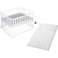 ROBA Parc Bébé Carré "roba Style" + Tapis Gris + Matelas de Parc Blanc  - vertbaudet enfant