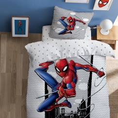 Linge de maison et décoration-Parure de lit enfant - Spiderman - Hero - 100% coton - Gris - 140x200 cm