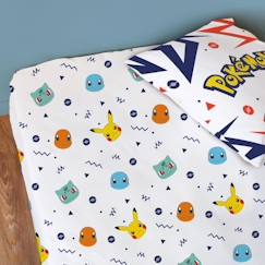 Linge de maison et décoration-Drap-housse - OMYDREAM - POKEMON PIKA - 100% coton - Blanc - 90x190 cm