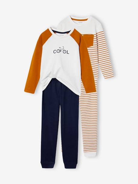 Lot de 2 pyjamas'cool' garçon Lot caramel/rayé 1 - vertbaudet enfant 