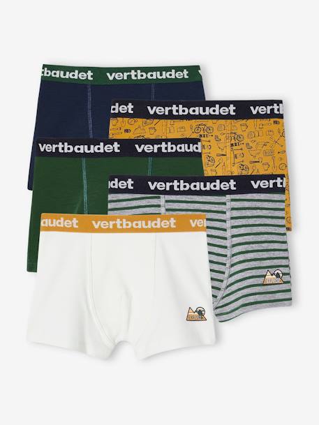 Lot de 5 boxers stretch garçon écru 1 - vertbaudet enfant 