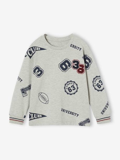 Tee-shirt imprimé style campus garçon gris chiné 1 - vertbaudet enfant 