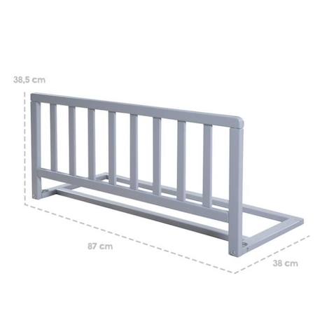 Barrière de Lit en Bois 90 cm ROBA - Protection Anti-Chute pour Bébés et Enfants - Gris GRIS 3 - vertbaudet enfant 