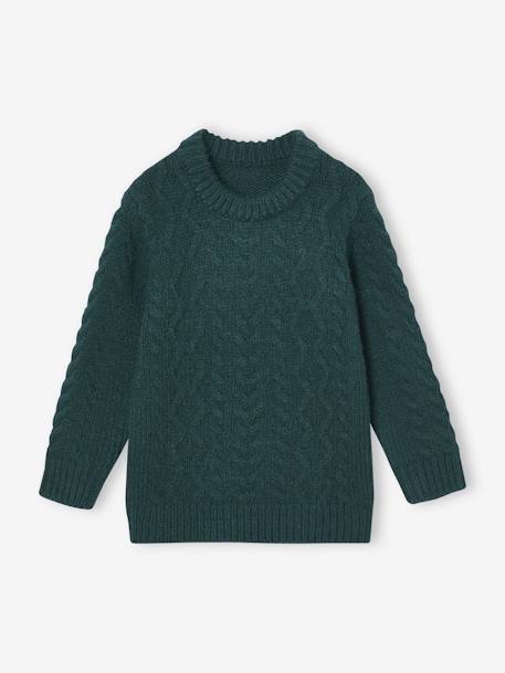 Pull à torsades garçon écru+vert sapin 6 - vertbaudet enfant 