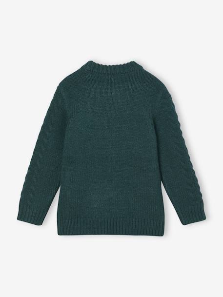 Pull à torsades garçon écru+vert sapin 7 - vertbaudet enfant 