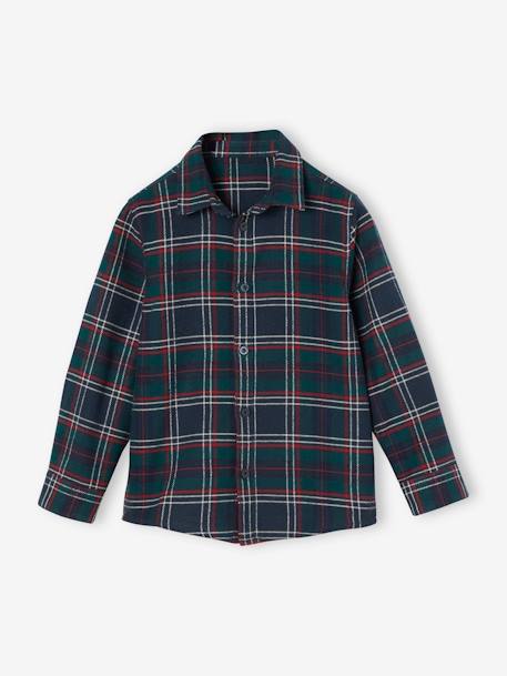 Chemise de Noël à carreaux garçon marine 2 - vertbaudet enfant 